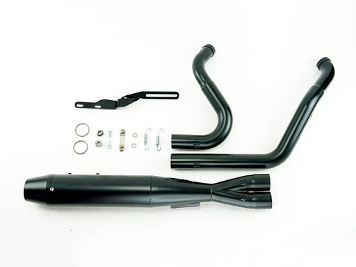 Mid Length 2-into-1 Exhaust with Welded End Cap - Black. Fits Touring 1995-2016.