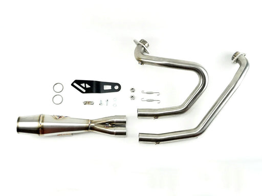 Shorty 2-into-1 Exhaust with Welded End Cap - Stainless Steel. Fits Indian Scout 2015-2024
