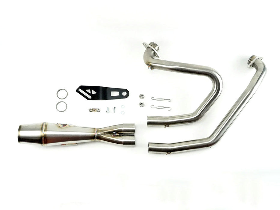 Shorty 2-into-1 Exhaust with Welded End Cap - Stainless Steel. Fits Indian Scout 2015-2024