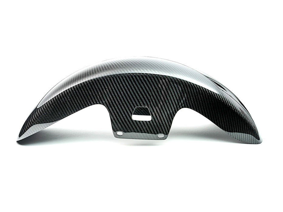 Mid Length Carbon Front Fender - Gloss Finish. Fits Most Touring 2014-2024 with 19in. Front Wheel