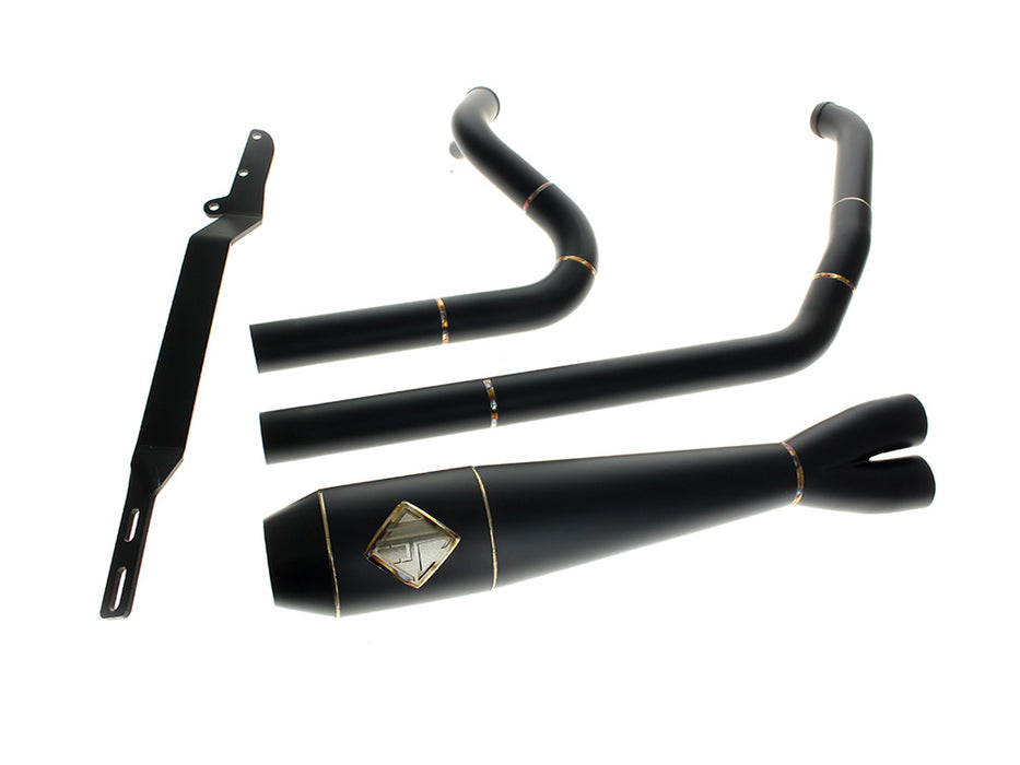 2-into-1 Elsinore Mid Length Exhaust - Black Onyx. Fits Touring 2017up