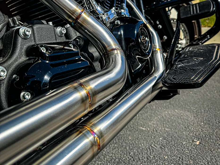 2-into-1 Elsinore Mid Length Exhaust - Stainless Steel. Fits Touring 2017up