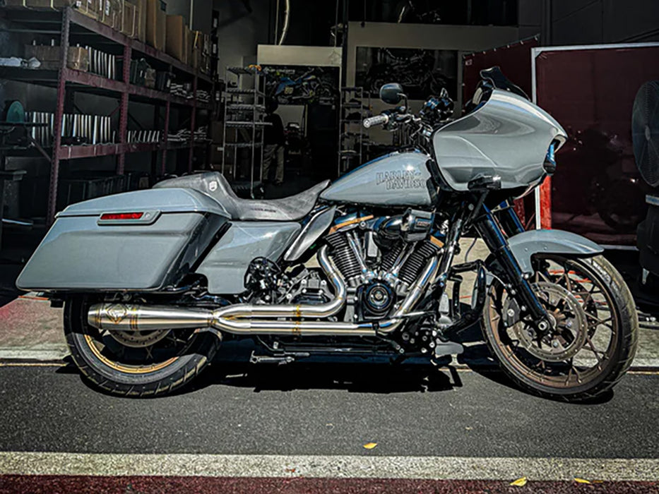 2-into-1 Elsinore Mid Length Exhaust - Stainless Steel. Fits Touring 2017up