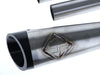 2-into-1 Cutback Exhaust - Stainless Steel with Black End Cap. Fits FXR 1987-1994
