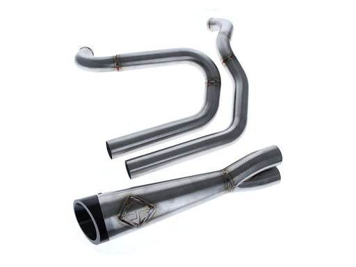 2-into-1 Cutback Exhaust - Stainless Steel with Black End Cap. Fits FXR 1987-1994