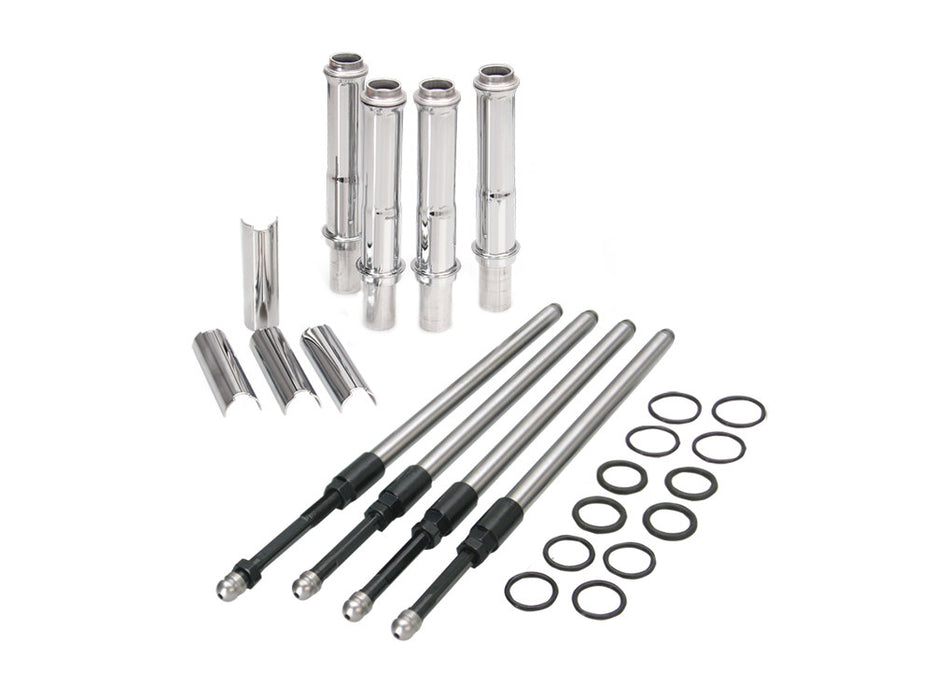 Quickee Adjustable Pushrod Kit - Chrome. Fits Twin Cam 1999-2017.