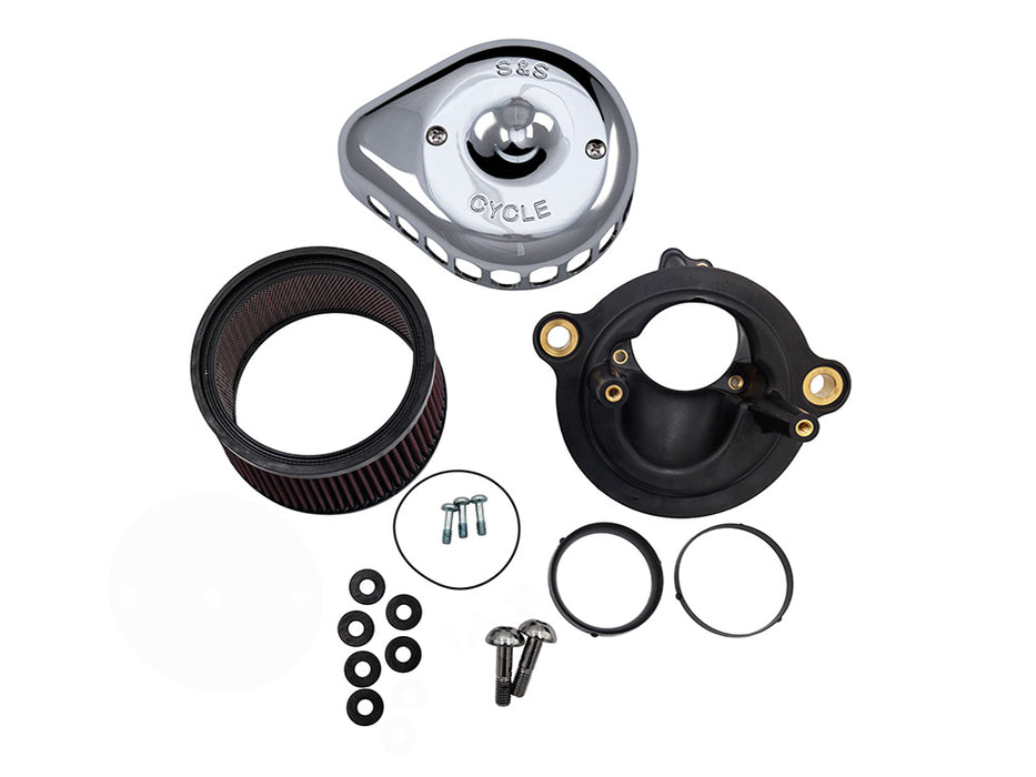 +1 Inch Mini Teardrop Air Cleaner Kit - Chrome. Fits CVO Touring 2023up, Street Glide & Road Glide 2024up, Touring 2025up & Softail 2025up with Stock 58mm, SE 64mm or SE 68mm Throttle Body