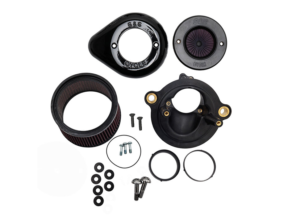 +1 Inch Air Stinger Stealth Air Cleaner Kit - Black Teardrop. Fits CVO Touring 2023up, Street Glide & Road Glide 2024up, Touring 2025up & Softail 2025up with Stock 58mm, SE 64mm or SE 68mm Throttle Body