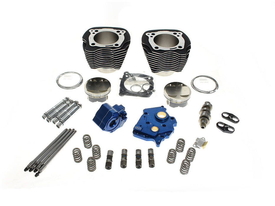 Power Pack - 132ci Big Bore Kit with Chain Drive HPT496 Camshaft, Highlighted Fins & Chrome Pushrod Tubes. Fits Milwaukee-Eight 2017up with 114ci or 117ci Oil Cooled Engine