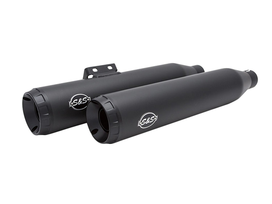 3-1/2in. Grand National Slip-On Mufflers - Black with Black End Caps. Fits Softail Slim, Street Bob, Standard & Low Rider Models 2018-2024 & Breakout & Fat Boy 2018up