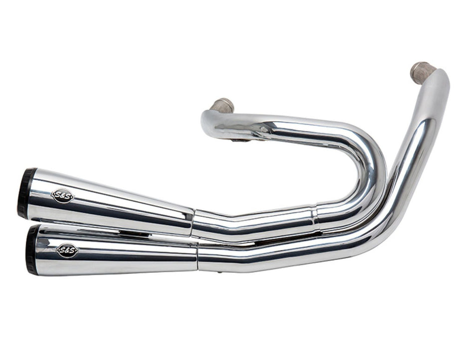 Grand National 2-into-2 Exhaust - Chrome with Black End Caps. Fits Street Bob, Low Rider, Slim, Fat Bob & Deluxe 2018-2024