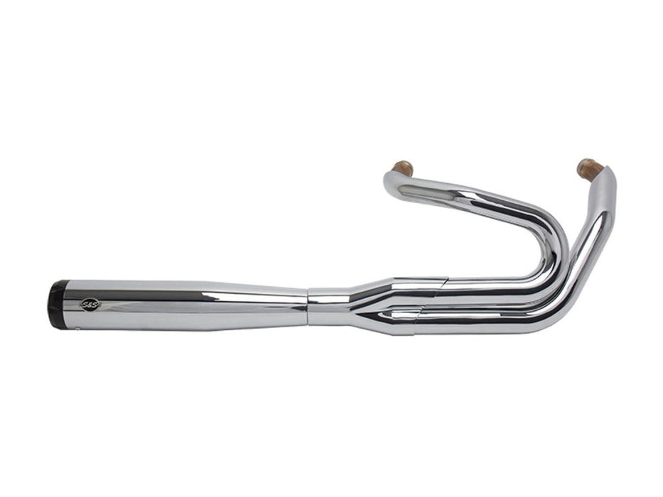 2-into-1 SuperStreet Exhaust - Chrome with Black End Cap. Fits Softail 2018-2024 Non-240 Rear Tyre Models.