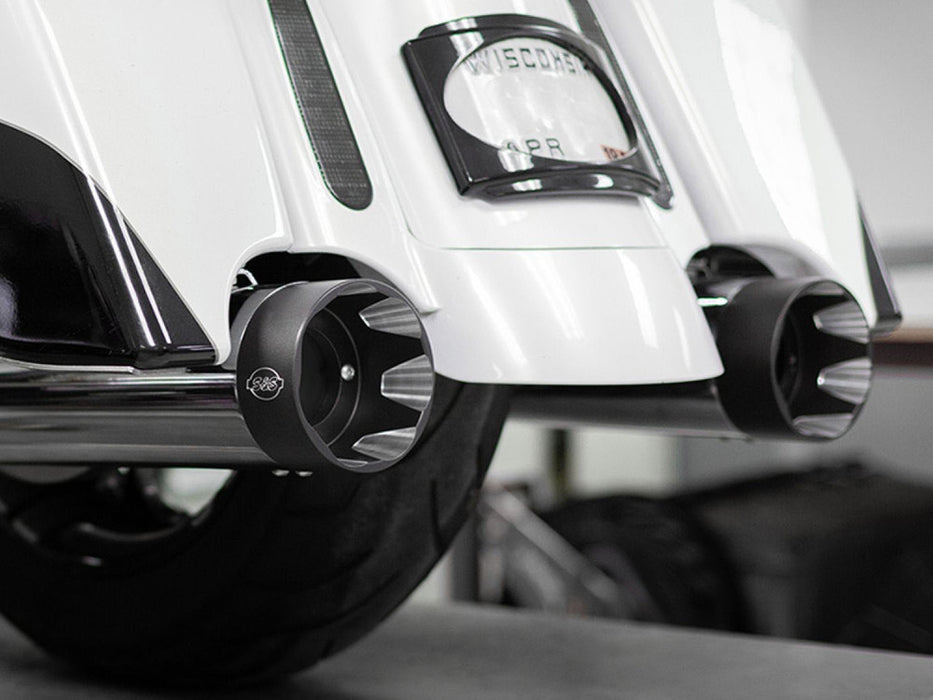 Shadow Pipe for S&S Sidewinder 2-into-1 Exhaust - Chrome with Black End Cap. Fits Touring 2009up.