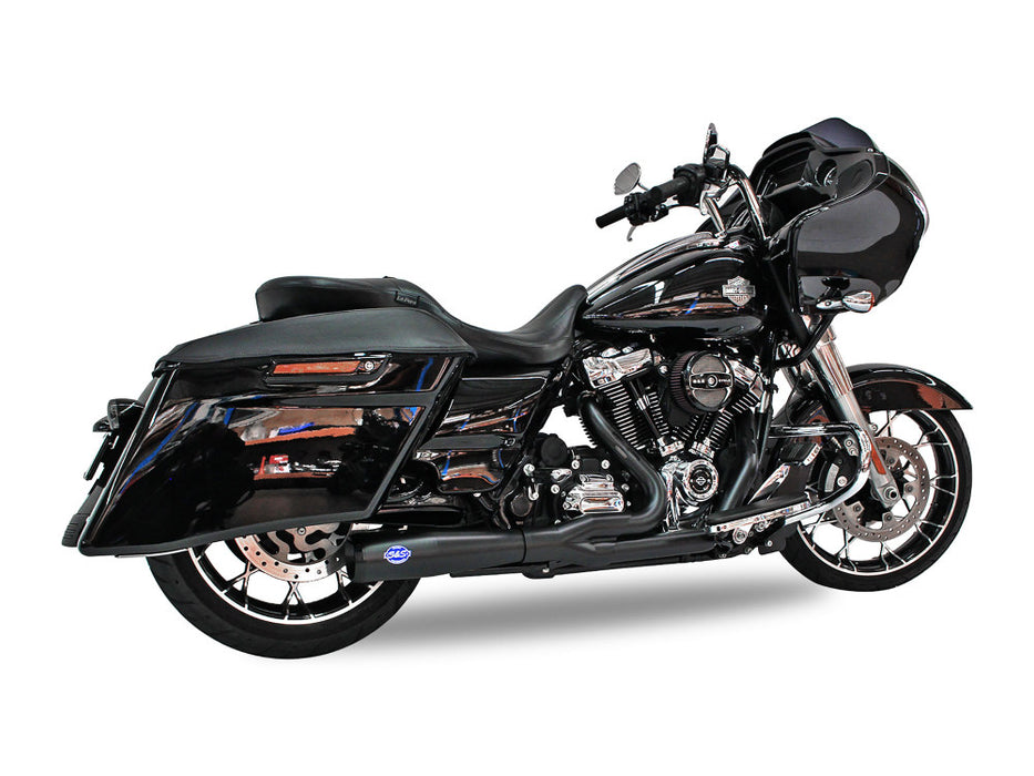 2-into-1 Diamondback Exhaust - Black with Black End Cap. Fits Touring 2017up.