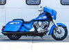 Broadhead 4in. Slip-On Mufflers - Black with Black End Caps. Fits Indian Big Twin 2014up with Hard Saddle Bags.