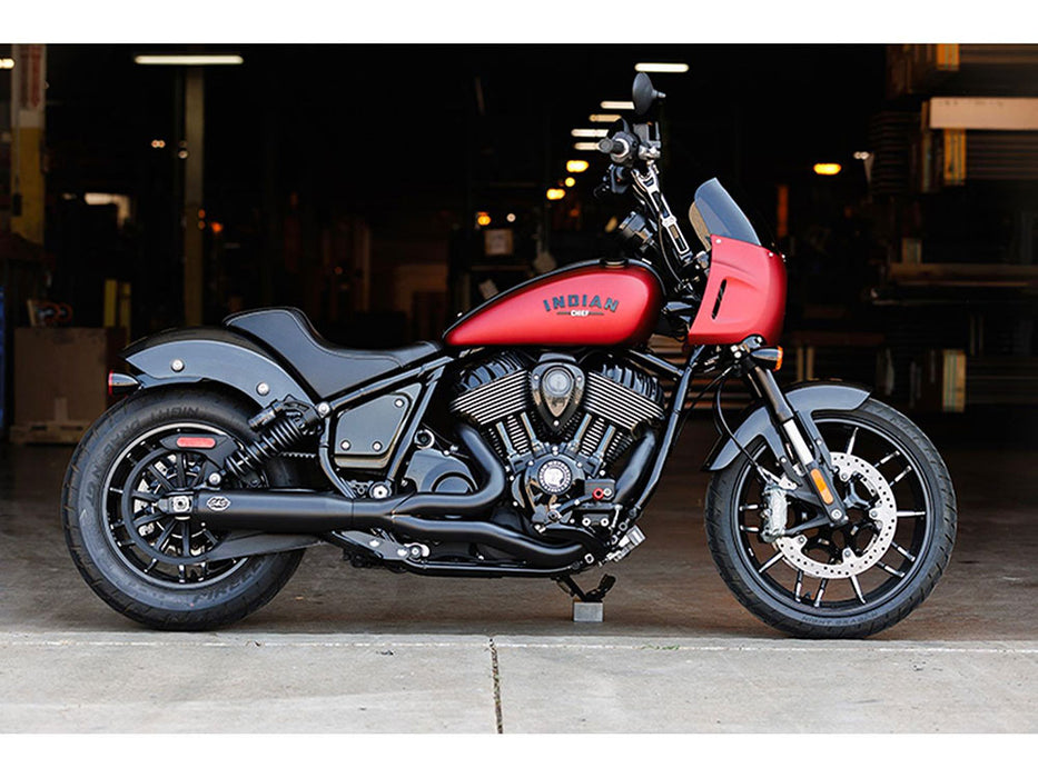 Qualifier 2-into-1 Exhaust - Black. Fits Indian Cruiser 2022up