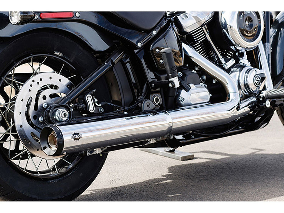 4in. Grand National Slip-On Muffler - Chrome with Black End Cap. Fits Softail Street Bob, Low Rider S, Low Rider ST & Heritage 2025up