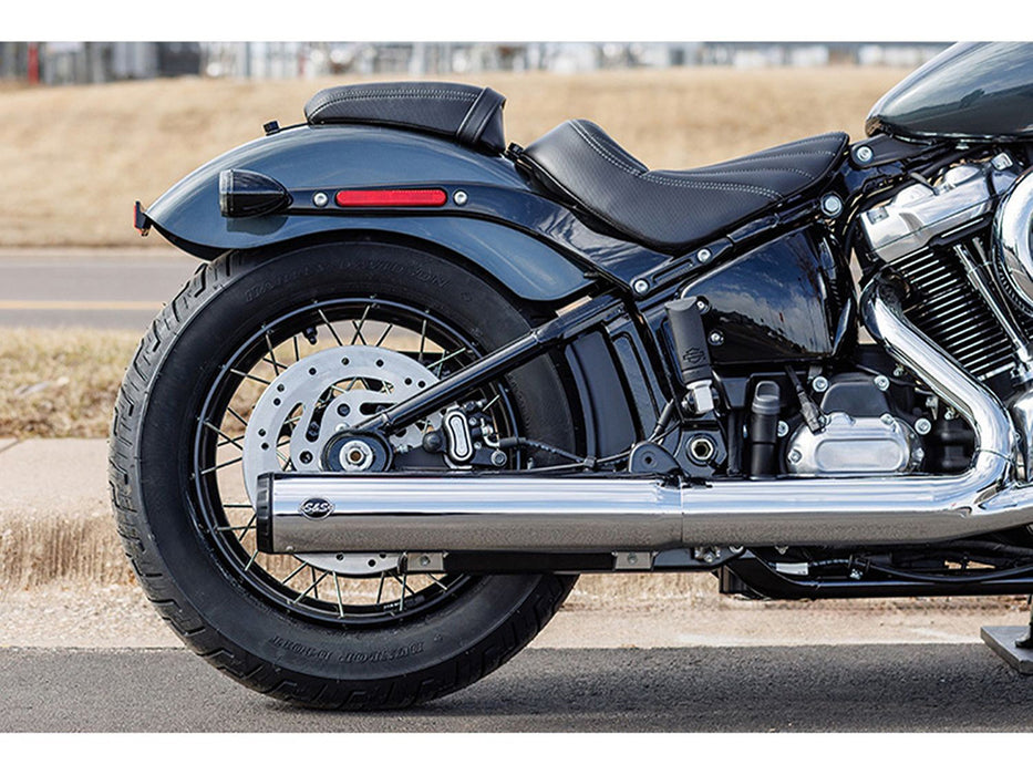 4in. Grand National Slip-On Muffler - Chrome with Black End Cap. Fits Softail Street Bob, Low Rider S, Low Rider ST & Heritage 2025up