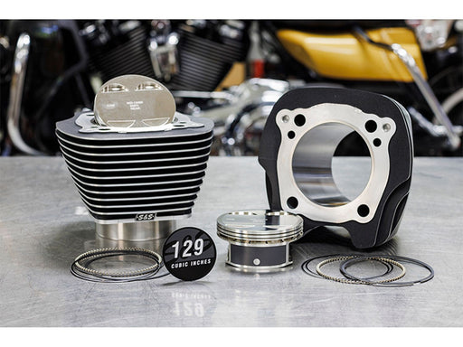 129ci Big Bore Kit with Highlighted Fins - Black. Fits Milwaukee-Eight 2017up with 107ci Engine.