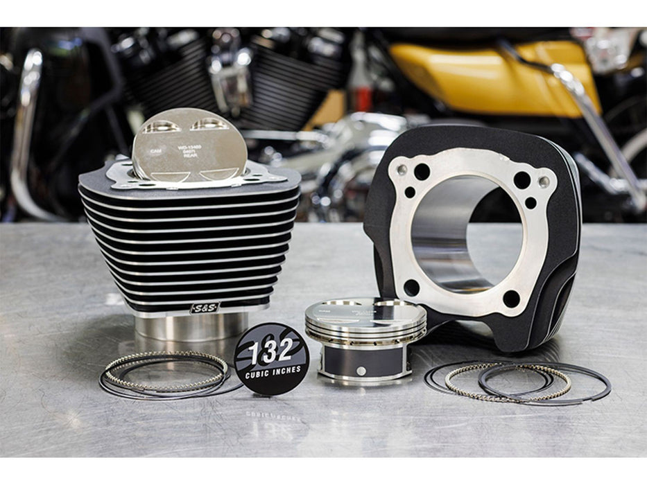 132ci Big Bore Kit with Highlighted Fins - Black. Fits Milwaukee-Eight 2017up 114ci or 117ci Engine.