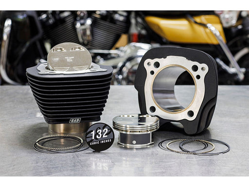 132ci Big Bore Kit with Non-Highlighted Fins - Black. Fits Milwaukee-Eight 2017up 114ci or 117ci Engine.