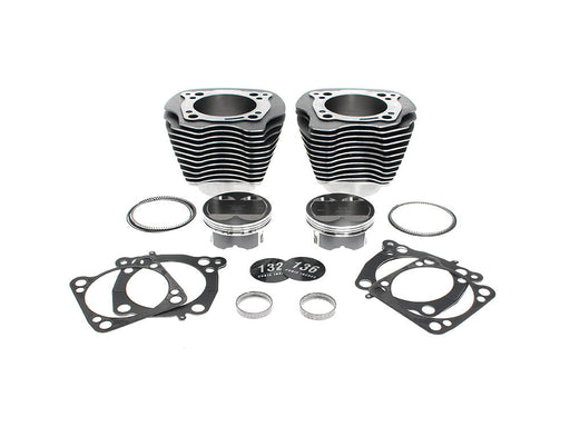 132ci Big Bore Kit with Highlighted Fins & Mid Level Compression - Black Granite. Fits CVO Milwaukee-Eight 2017up with 117ci Engine