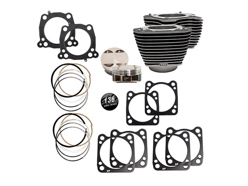 136ci Big Bore Kit with Highlighted Fins - Black Granite. 13.0:1 Compression. Fits CVO Milwaukee-Eight 2023up with 121ci Engine