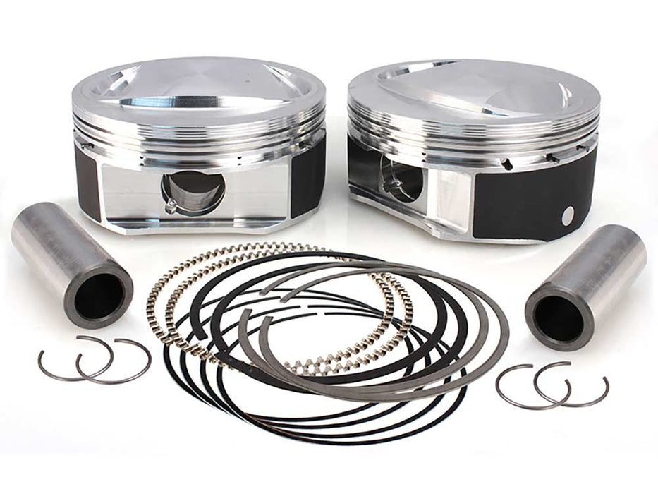 Standard Bore, High Compression Pistons with 10.6:1 Compression Ratio. Fits CVO Twin Cam 2007-2017 with 110ci Engine & 'S' Models with 110ci Engines.