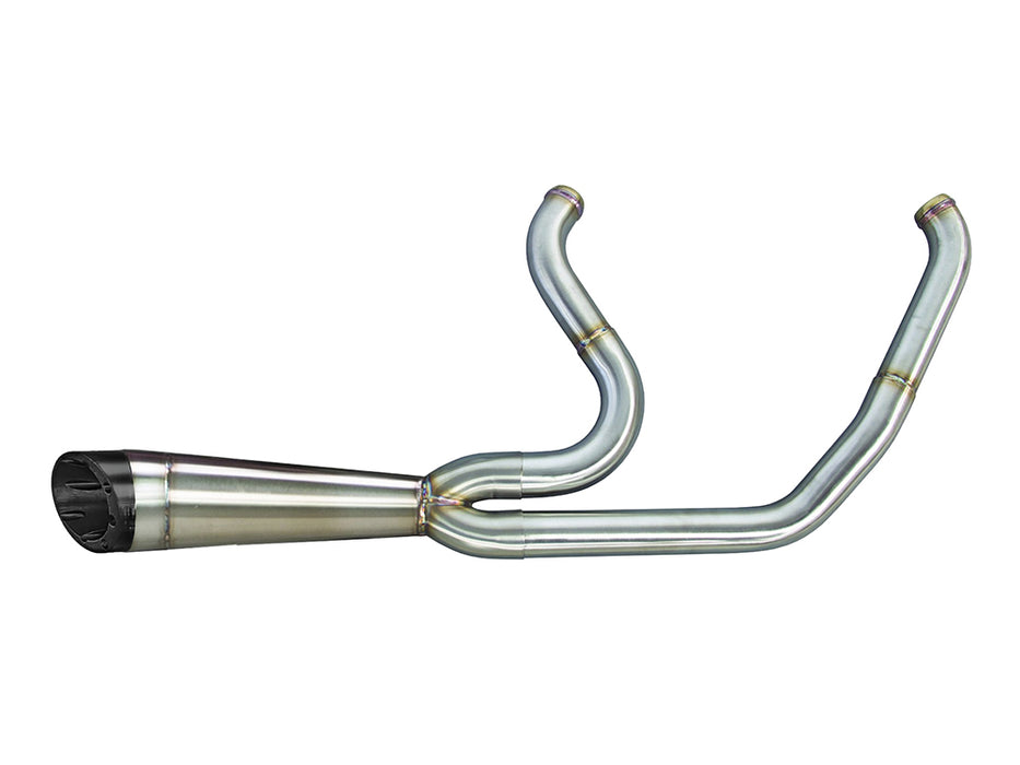 Shorty Turnout 2-into-1 Exhaust - Stainless Steel with Black End Cap. Fits Softail 2018-2024