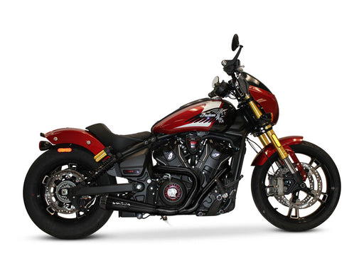 Comp-S 2-into-1 Exhaust - Black with Carbon Fiber End Cap. Fits Indian Scout 2018up