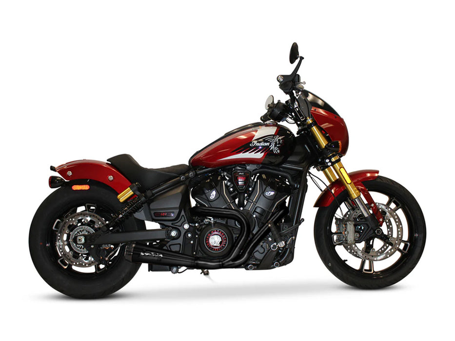 Comp-S 2-into-1 Exhaust - Black with Carbon Fiber End Cap. Fits Indian Scout 2018up