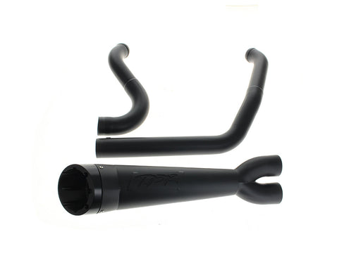 Shorty Turnout 2-into-1 Exhaust - Black with Black End Cap. Fits Softail 2018up with Non-240 Rear Tyre