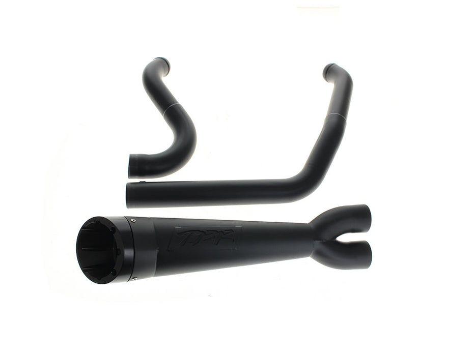 Shorty Turnout 2-into-1 Exhaust - Black with Black End Cap. Fits Softail 2018up with Non-240 Rear Tyre