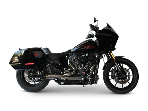 Shorty Turnout 2-into-1 Exhaust - Stainless Steel with Black End Cap. Fits Softail 2018up with Non-240 Rear Tyre
