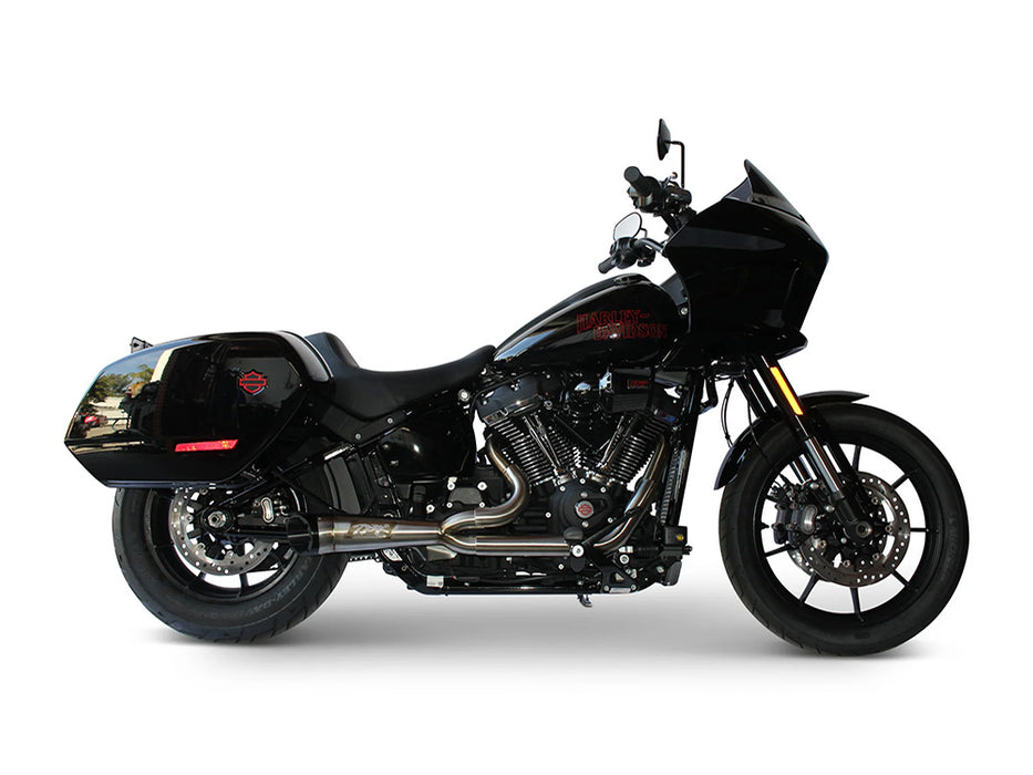 Shorty Turnout 2-into-1 Exhaust - Stainless Steel with Black End Cap. Fits Softail 2018up with Non-240 Rear Tyre