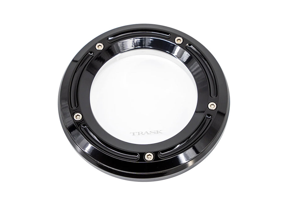 Assault Clear Derby Cover - Gloss Black. Fits Touring 2016up