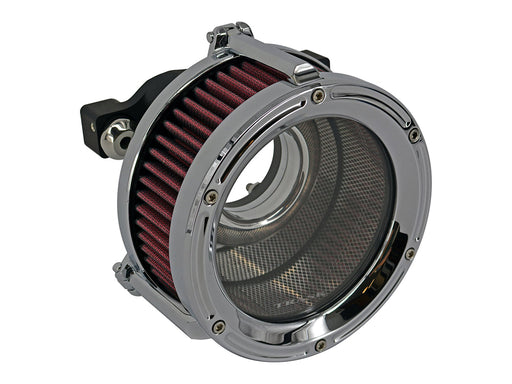 Assault Clear Air Cleaner Kit - Chrome. Fits Softail 2000-2015, Dyna 1999-2017, Touring 1999-2007 with CV Carb or Cable Operated Delphi EFI