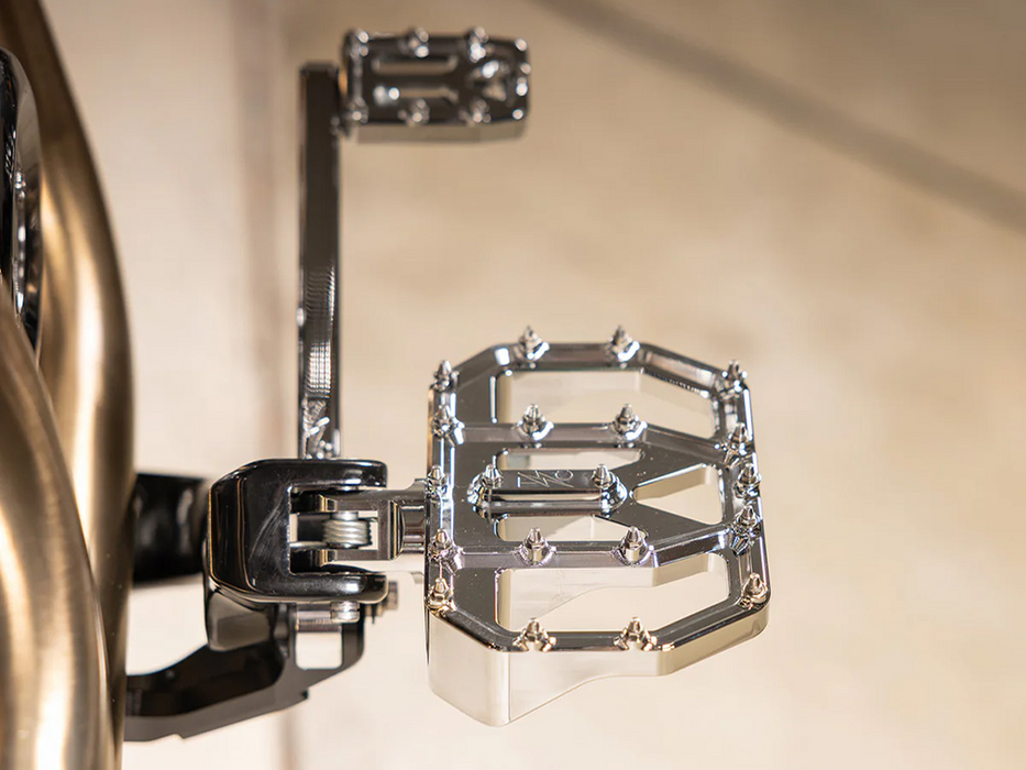 Thrashin Supply - Aggressor Mini Floorboards – Chrome. Fits Softail 2018up Front Rider