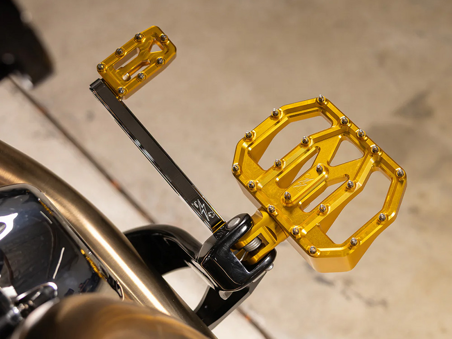 Thrashin Supply - Aggressor Mini Floorboards – Gold. Fits Softail 2018up Front Rider