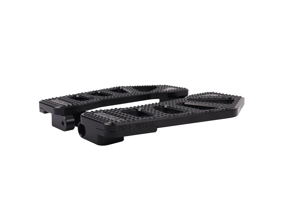 Black Apex Bagger Rider Floorboards. Fits Touring 1980up, FL Softail 1986-2017 & Dyna Switchback 2012-2016