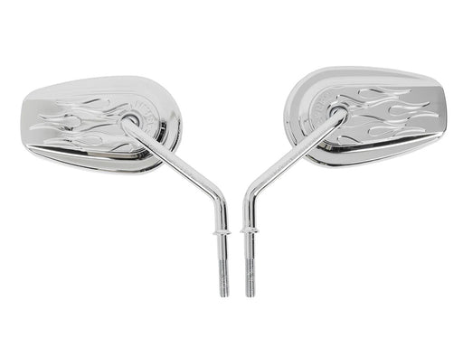 Billet Mini Mirrors Flame - Chrome