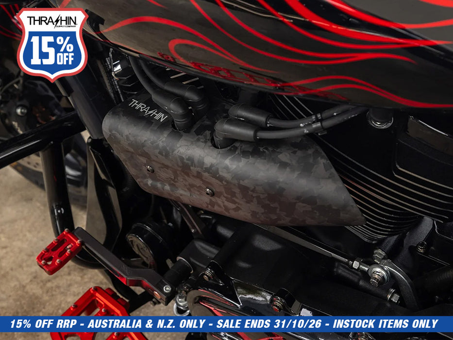 Air Scoop Coil Cover - Forged Carbon. Fits Softails 2018up & Touring 2024up.