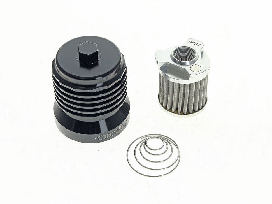 FLO Reusable Oil Filter - Black with Polished Fins. Fits Street 2015-2020, Indian 2014up, Victory 1999-2017 & Various Honda, Kawasaki, Triumph & Yamaha Models