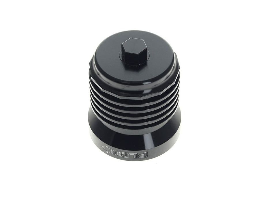 FLO Reusable Oil Filter - Black with Polished Fins. Fits Street 2015-2020, Indian 2014up, Victory 1999-2017 & Various Honda, Kawasaki, Triumph & Yamaha Models