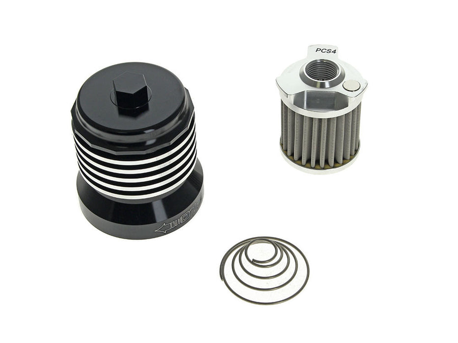 FLO Reusable Oil Filter - Black with Polished Fins. Fits Milwaukee Eight 2017up, Twin Cam 1999-2017, Evolution 1984-1999 & Sportster 1984-2021