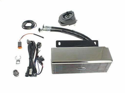 Fan Assisted Low Mount Oil Cooler Kit - Stainless Steel. Fits Touring 2009-2016