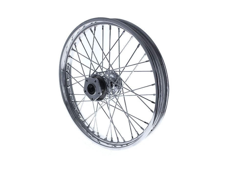 21in. x 2.15in. Front 40 Spoke Cross Laced Wheel - Chrome. Fits Softail 1984-1999, Dyna Wide Glide 1993-1999 & FXWG 1984-1986.
