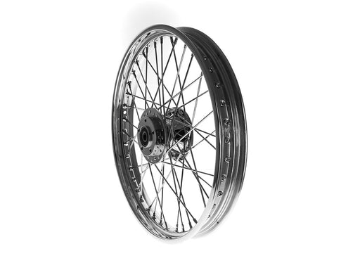 21in. x 2.15in. Front 40 Spoke Cross Laced Wheel - Chrome. Fits Narrow Glide Dyna 2000-2005 & Sportster 2000-2007
