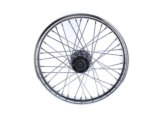 21in. x 2.15in. Front 40 Spoke Cross Laced Wheel - Chrome. Fits FX Softail 2000-2006 & Dyna Wide Glide 2000-2005
