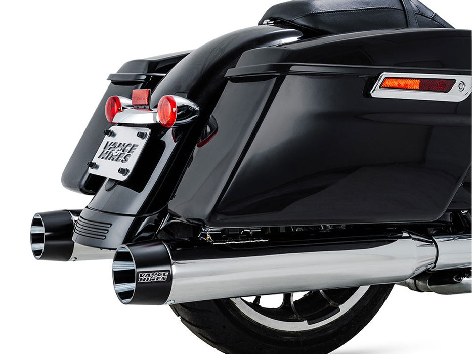 4.5in. Blackbird 450 Slip-On Mufflers - Chrome with Black End Caps. Fits Touring 2017up